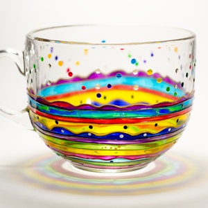 Stained Glass Coffee Mug, Colorful Rainbow Stripes