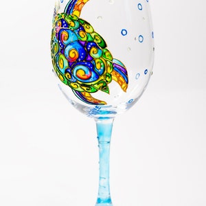Sea Turtle Wine Glass: Hand Painted Beach Theme Gift