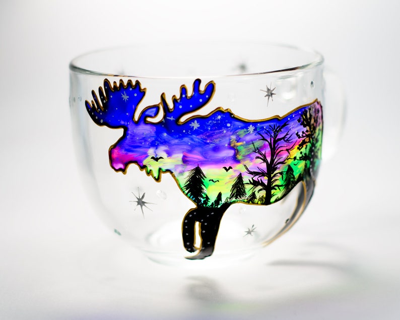 Hand Painted Moose Coffee Mug