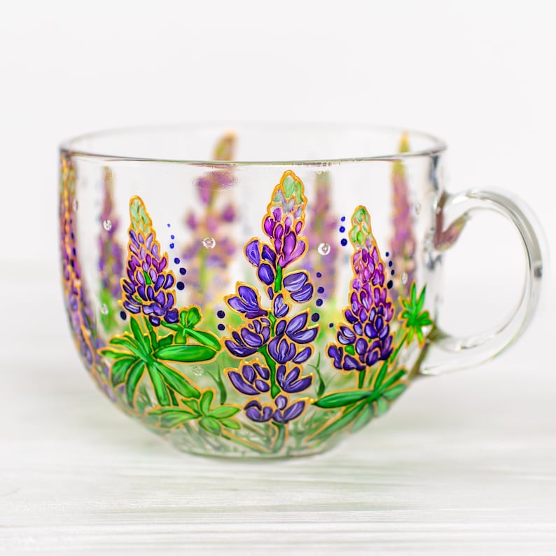 Texas Bluebonnet Mug: Hand-Painted Lupine Flower Coffee Cup