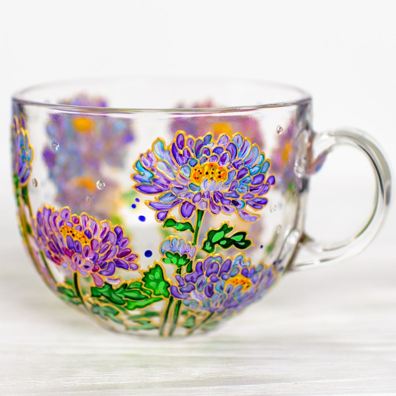 Aster Flower Glass Mug