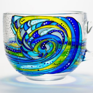 Handmade Wave Coffee Mug  17 oz