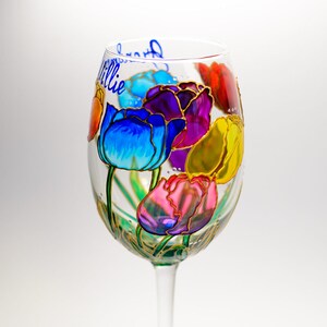 Wine Glass for Mom,  Floral Wine Glass, Mothers Day Gift