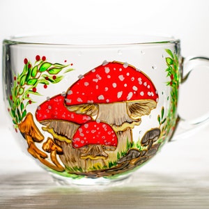 Hand Painted Amanita Mushroom Mug