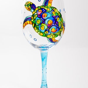 Sea Turtle Wine Glass: Hand Painted Beach Theme Gift