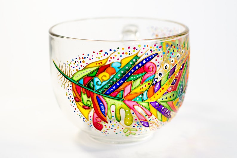 Hand Painted Feather Design, Gift for Mom