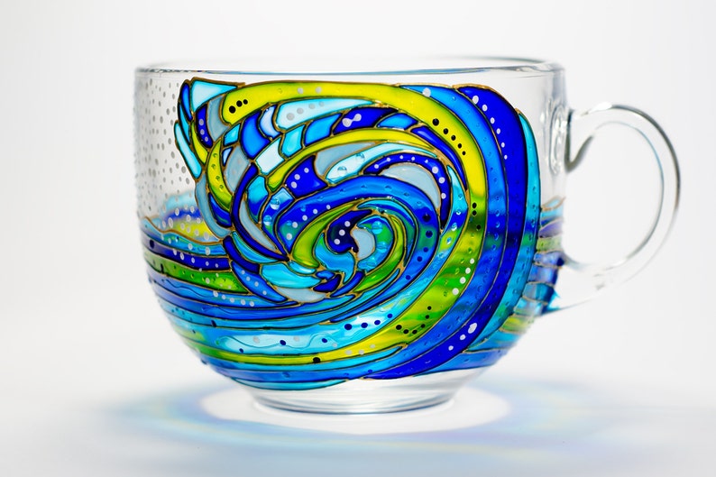 Handmade Wave Coffee Mug  17 oz