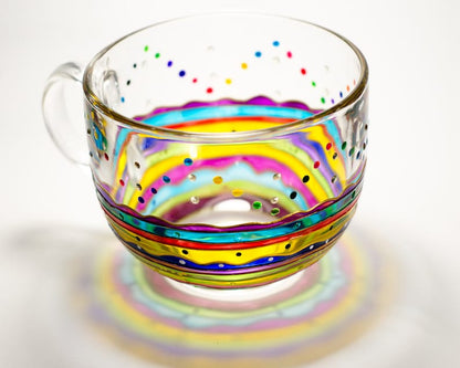 Stained Glass Coffee Mug, Colorful Rainbow Stripes