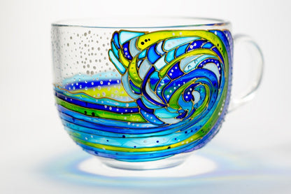 Handmade Wave Coffee Mug  17 oz