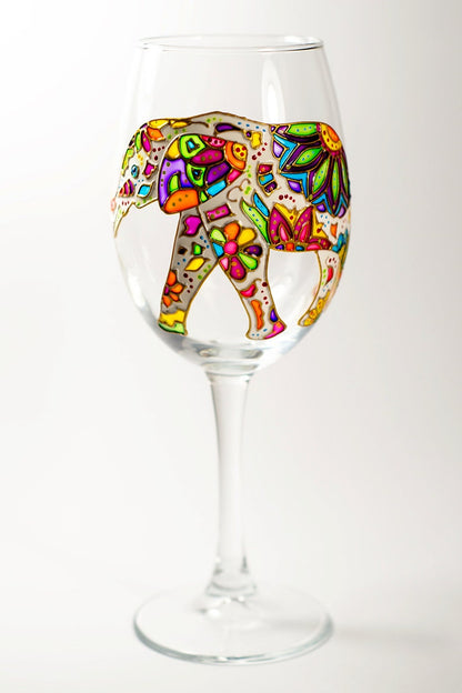 Elephant Wine Glasses Hand Painted Wedding glasses, Personalized Wine Glasses Custom wine glass