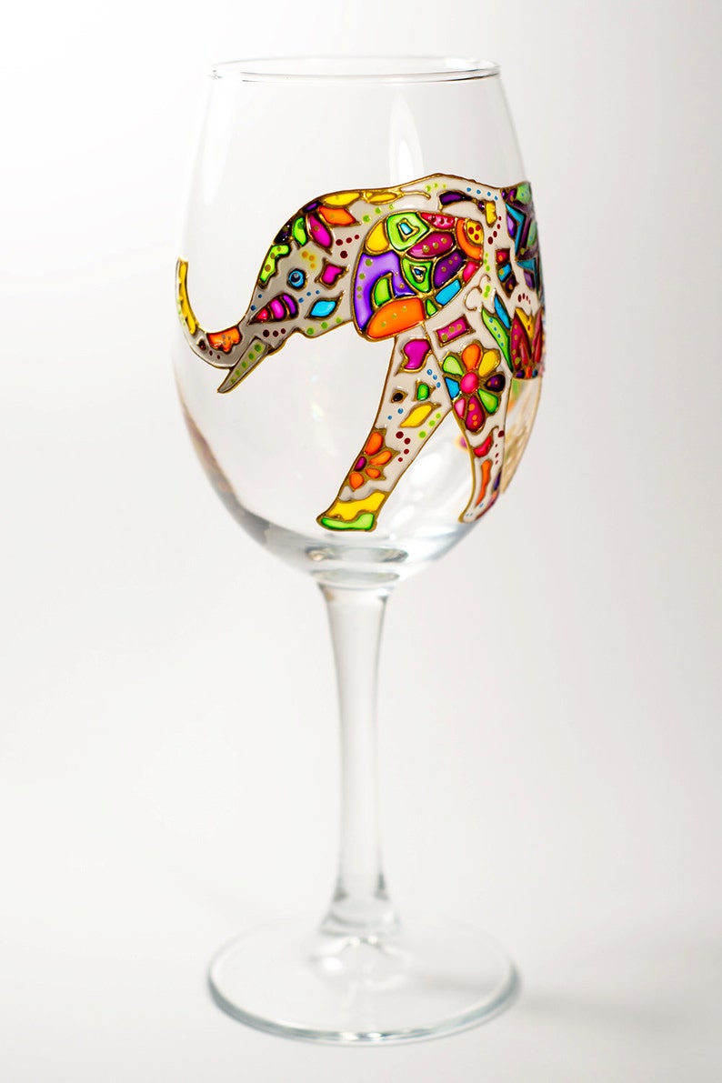 Elephant Wine Glasses Hand Painted Wedding glasses, Personalized Wine Glasses Custom wine glass