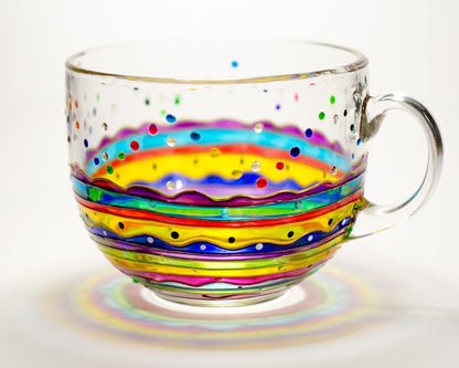 Stained Glass Coffee Mug, Colorful Rainbow Stripes