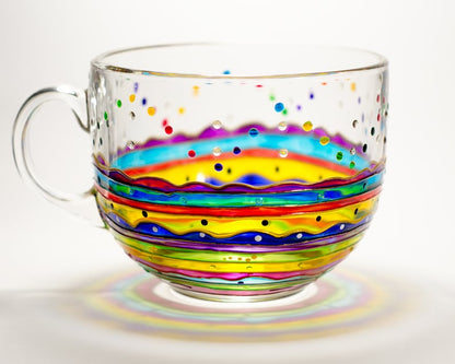 Stained Glass Coffee Mug, Colorful Rainbow Stripes