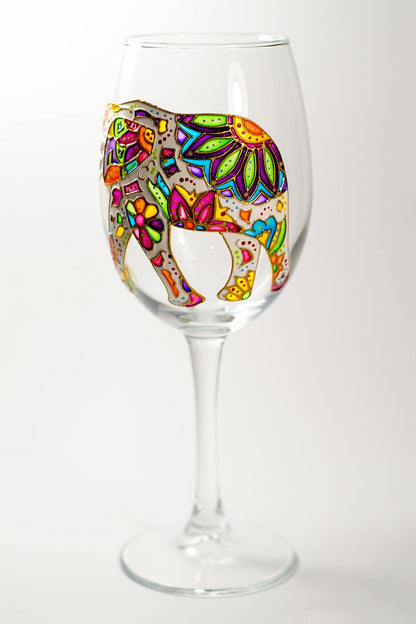 Elephant Wine Glasses Hand Painted Wedding glasses, Personalized Wine Glasses Custom wine glass