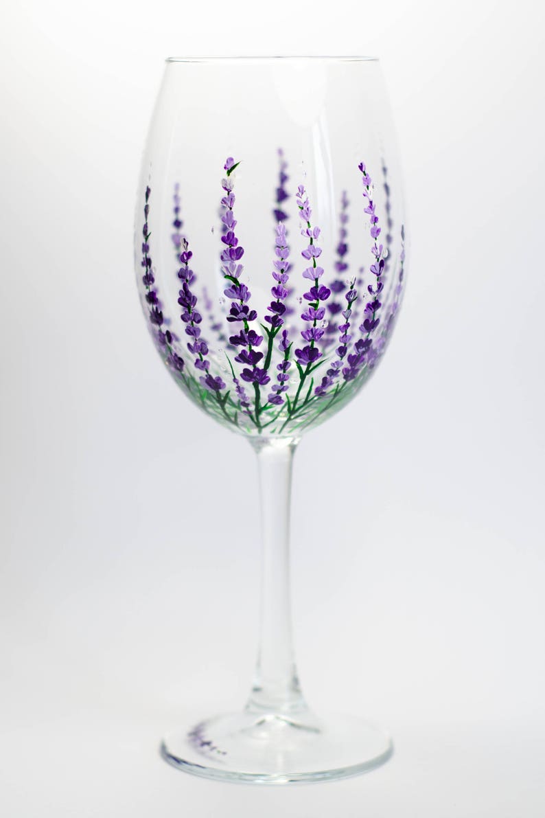 Wedding Glasses Set of 4 Purple Wine Glasses Hand Painted Wedding favor