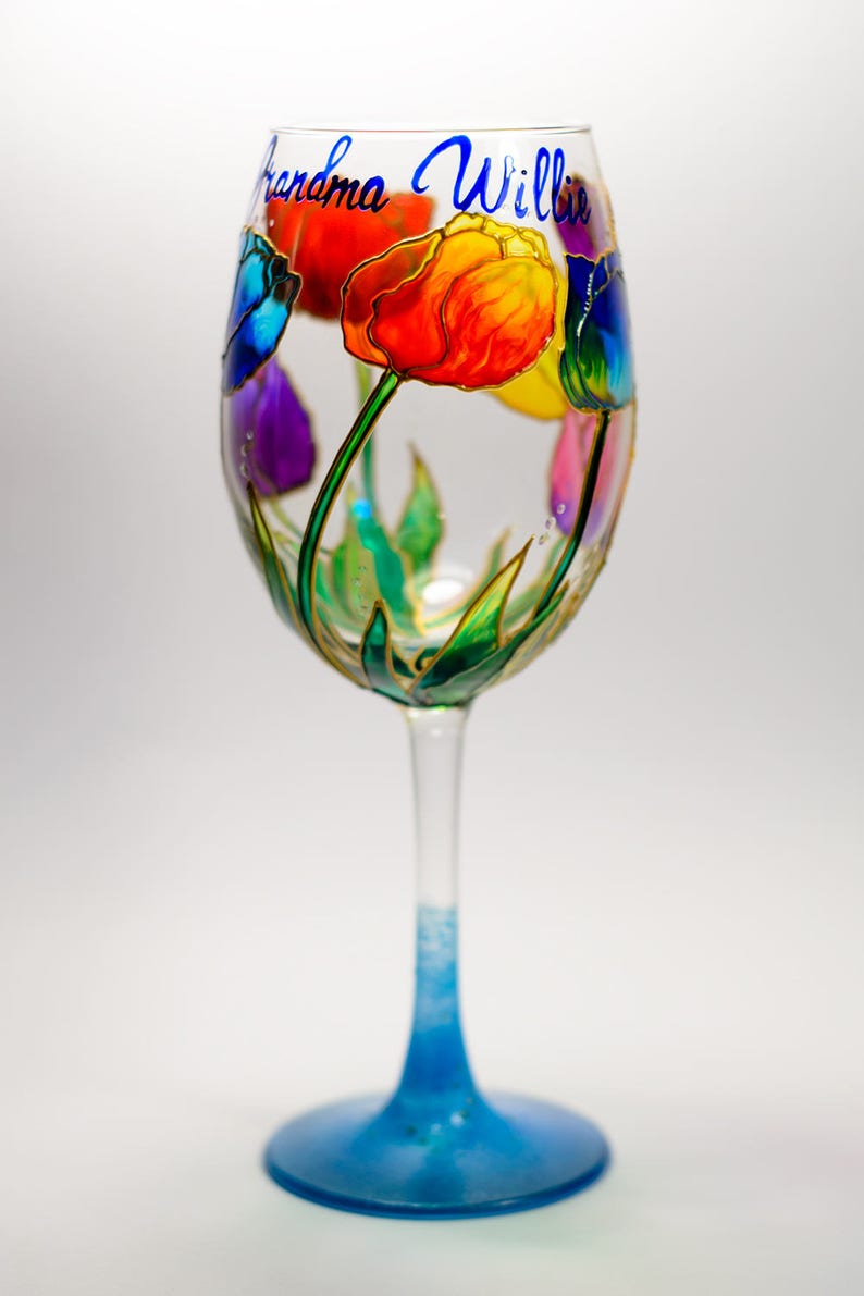 Wine Glass for Mom,  Floral Wine Glass, Mothers Day Gift