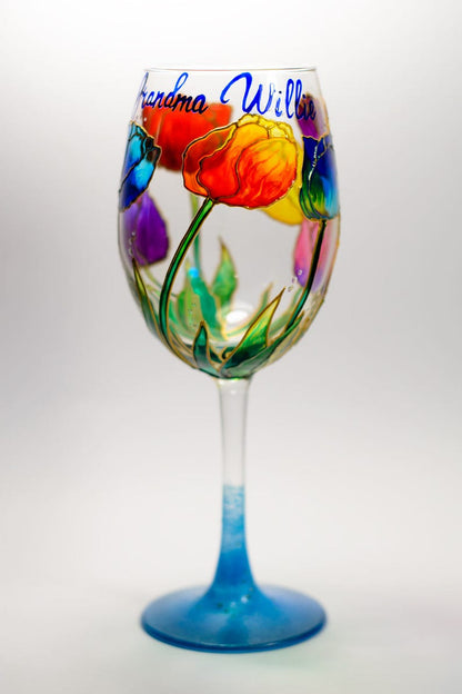 Wine Glass for Mom,  Floral Wine Glass, Mothers Day Gift