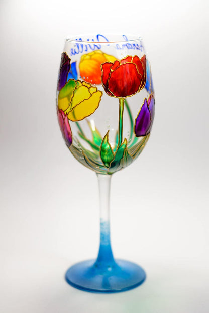 Wine Glass for Mom,  Floral Wine Glass, Mothers Day Gift
