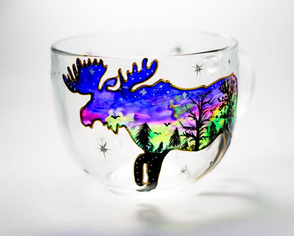 Hand Painted Moose Coffee Mug