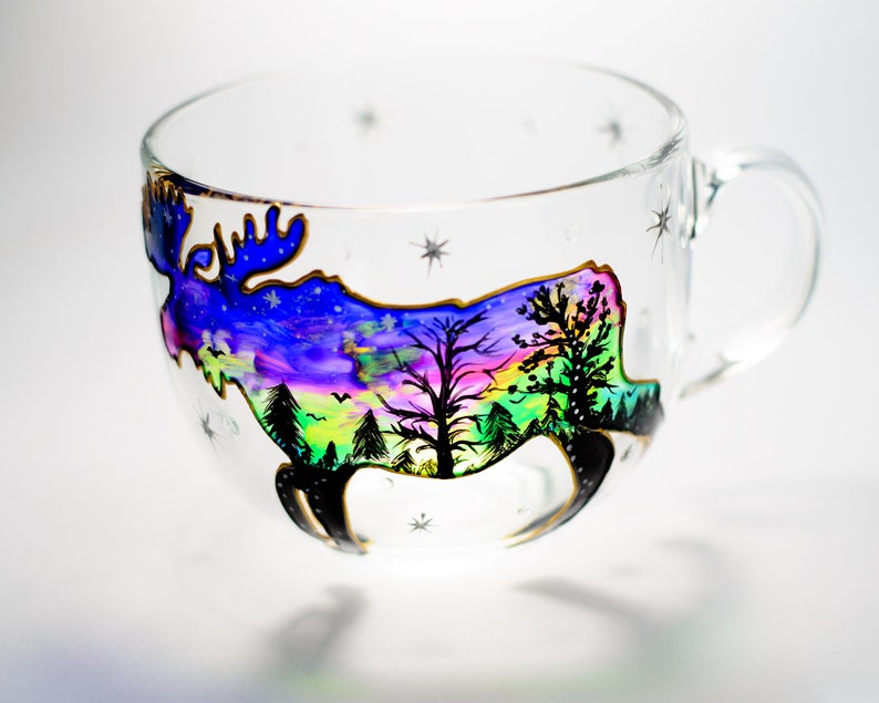 Hand Painted Moose Coffee Mug