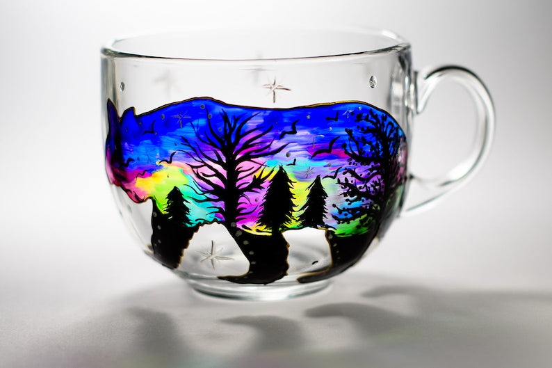 Hand-Painted Glass Holiday Mug