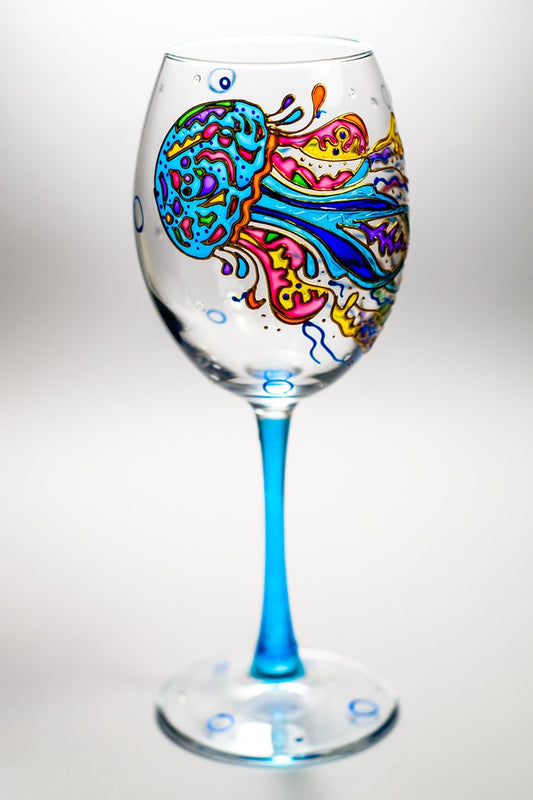 Jellyfish Wine Glasses Hand Painted Beach Wedding Favor
