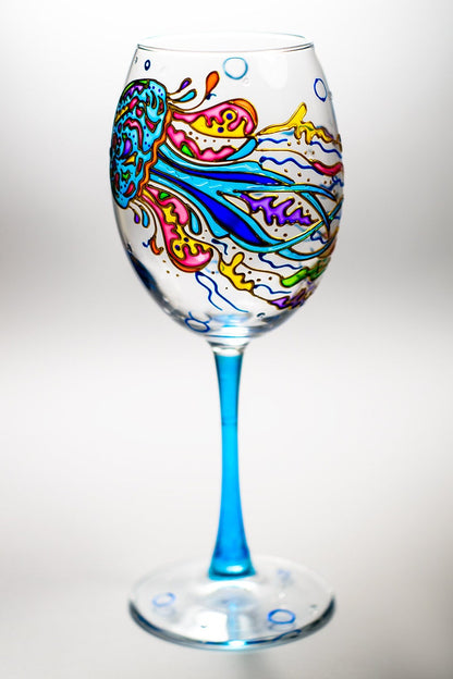 Jellyfish Wine Glasses Hand Painted Beach Wedding Favor