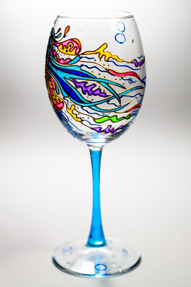 Jellyfish Wine Glasses Hand Painted Beach Wedding Favor