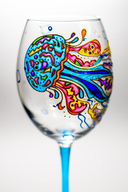 Jellyfish Wine Glasses Hand Painted Beach Wedding Favor