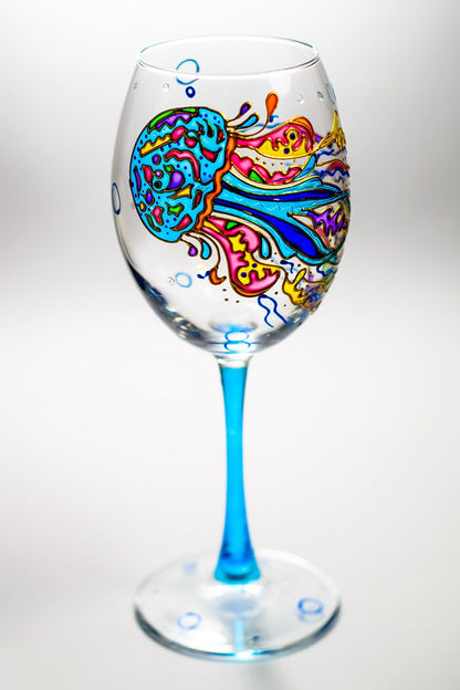 Jellyfish Wine Glasses Hand Painted Beach Wedding Favor