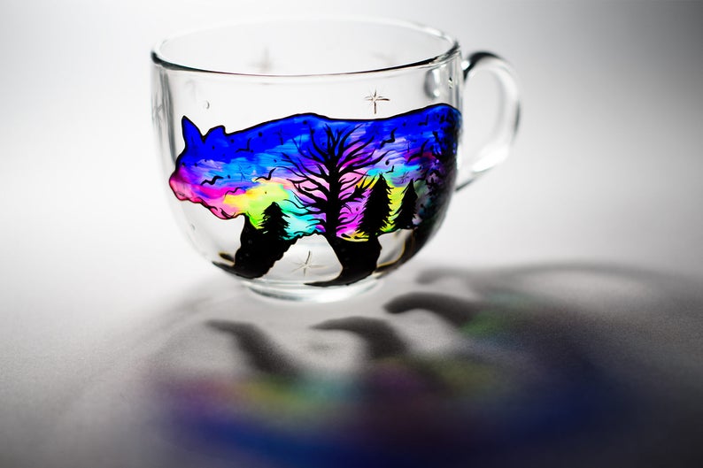 Hand-Painted Glass Holiday Mug