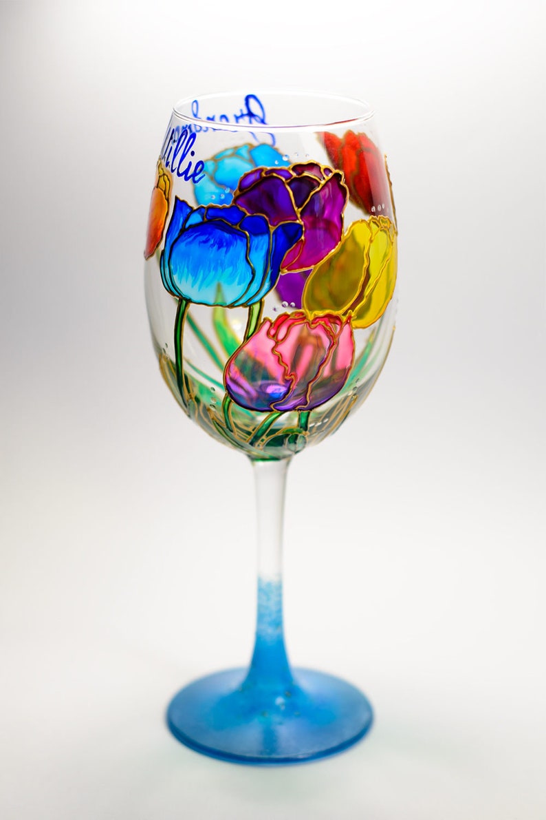 Wine Glass for Mom,  Floral Wine Glass, Mothers Day Gift