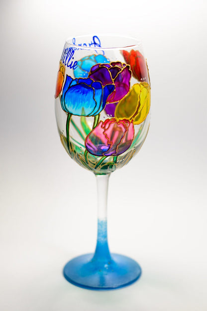 Wine Glass for Mom,  Floral Wine Glass, Mothers Day Gift
