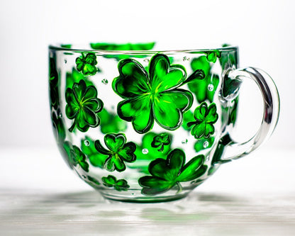 Hand Painted Shamrock Mug:  Patrick's Day Gift