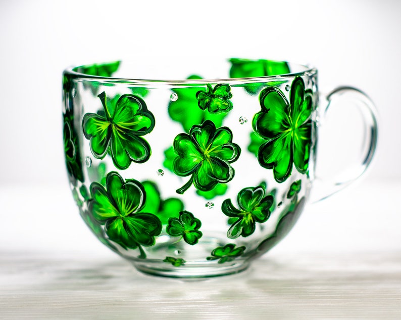Hand Painted Shamrock Mug:  Patrick's Day Gift