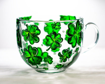 Hand Painted Shamrock Mug:  Patrick's Day Gift