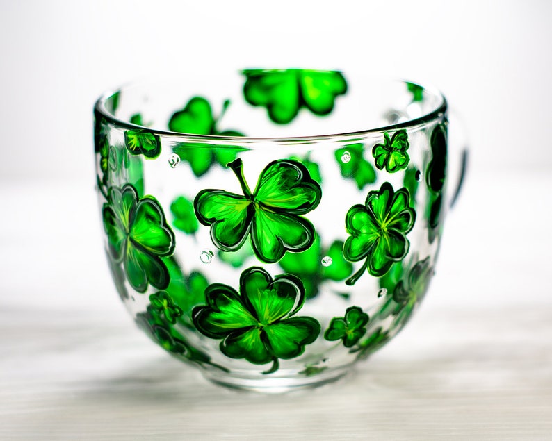 Hand Painted Shamrock Mug:  Patrick's Day Gift