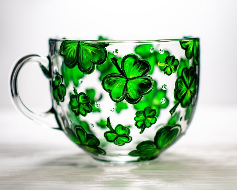 Hand Painted Shamrock Mug:  Patrick's Day Gift