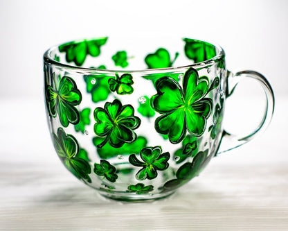 Hand Painted Shamrock Mug:  Patrick's Day Gift