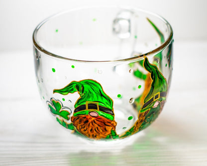Hand Painted Leprechaun Gnome Mug, St. Patrick's Day Gift