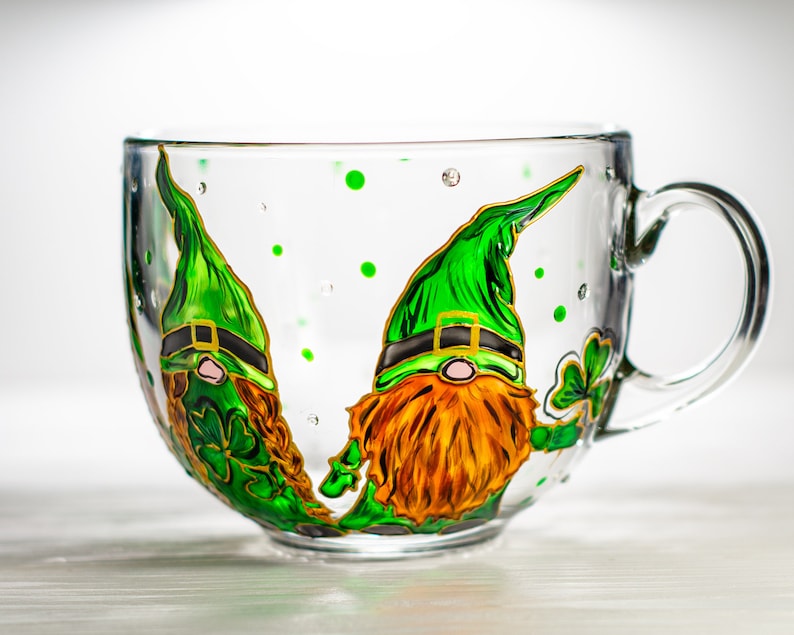 Hand Painted Leprechaun Gnome Mug, St. Patrick's Day Gift
