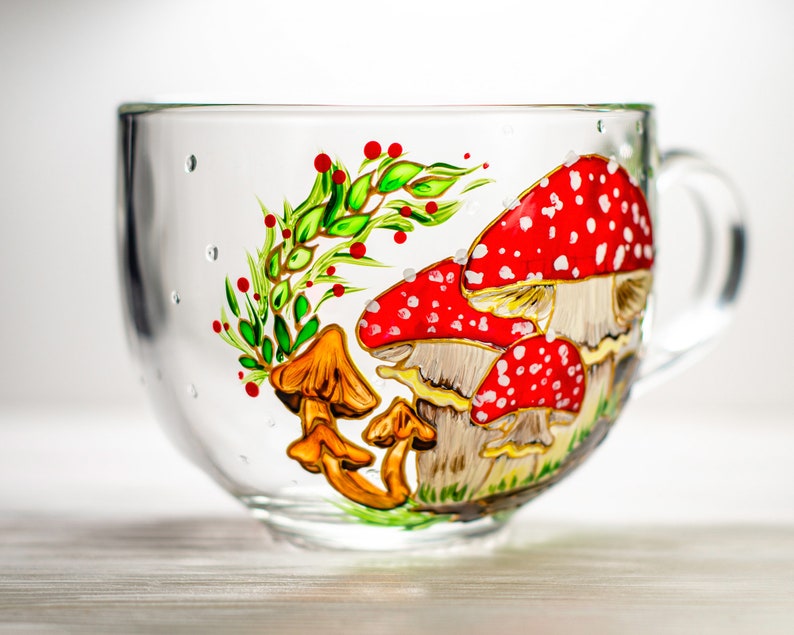 Hand Painted Amanita Mushroom Mug