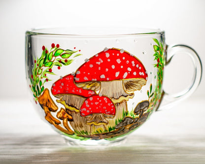 Hand Painted Amanita Mushroom Mug