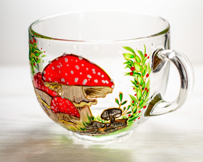 Hand Painted Amanita Mushroom Mug