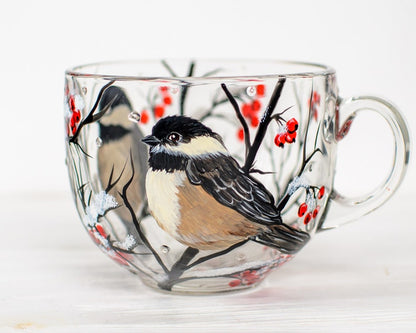Chickadee Coffee Mug,  Farmhouse Christmas Gifts, Holiday Winter Mug