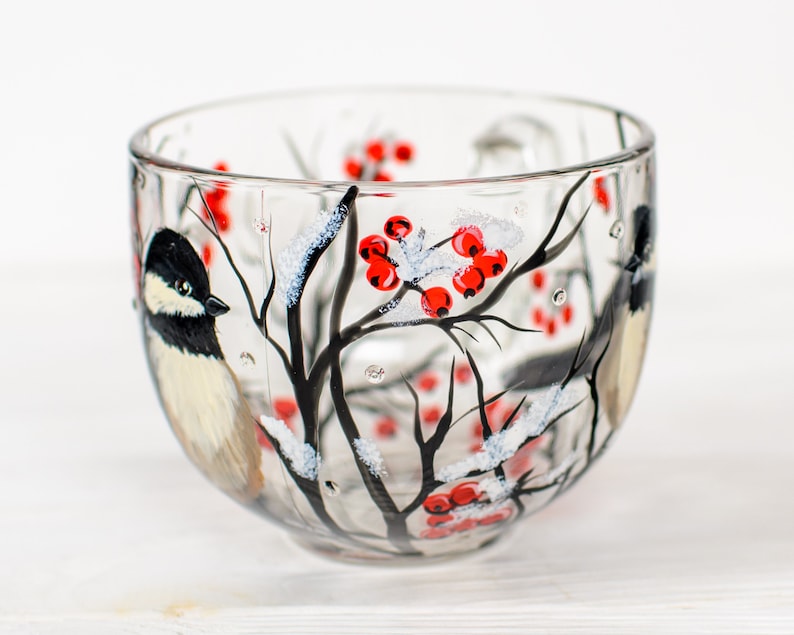 Chickadee Coffee Mug,  Farmhouse Christmas Gifts, Holiday Winter Mug