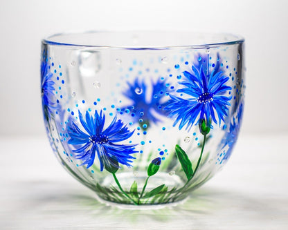 Hand Painted Cornflower Coffee Mug: Blue Wildflower Design