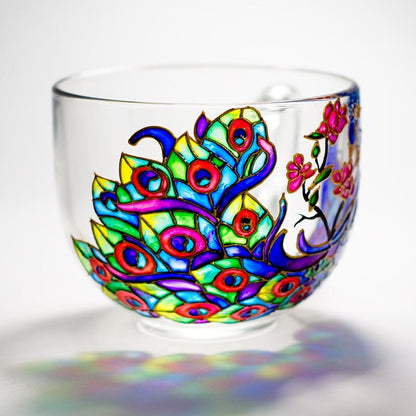 Hand Painted Peacock Mug, Bird Decor