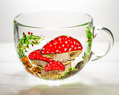 Hand Painted Amanita Mushroom Mug