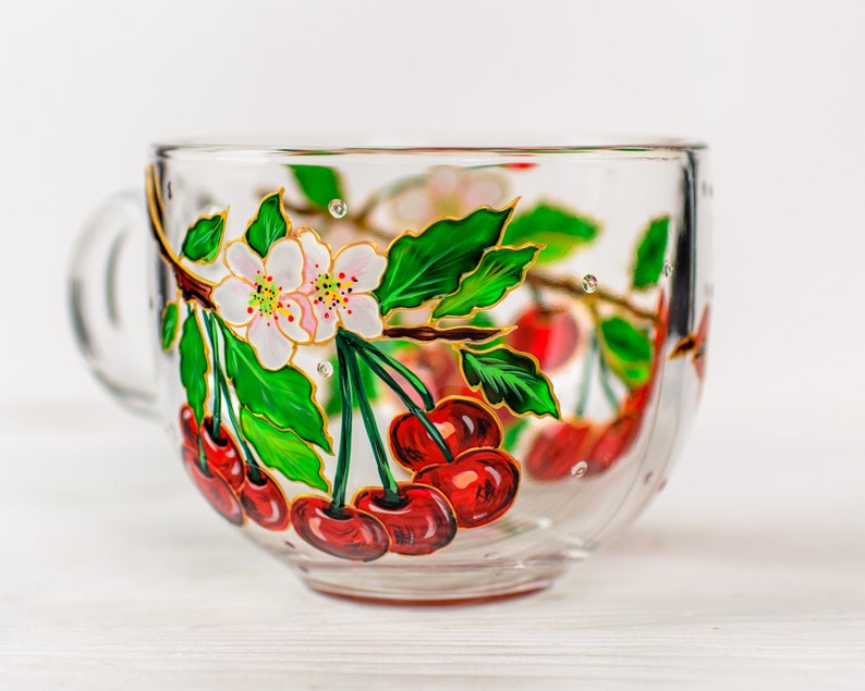 Hand Painted Cherry Coffee Mug